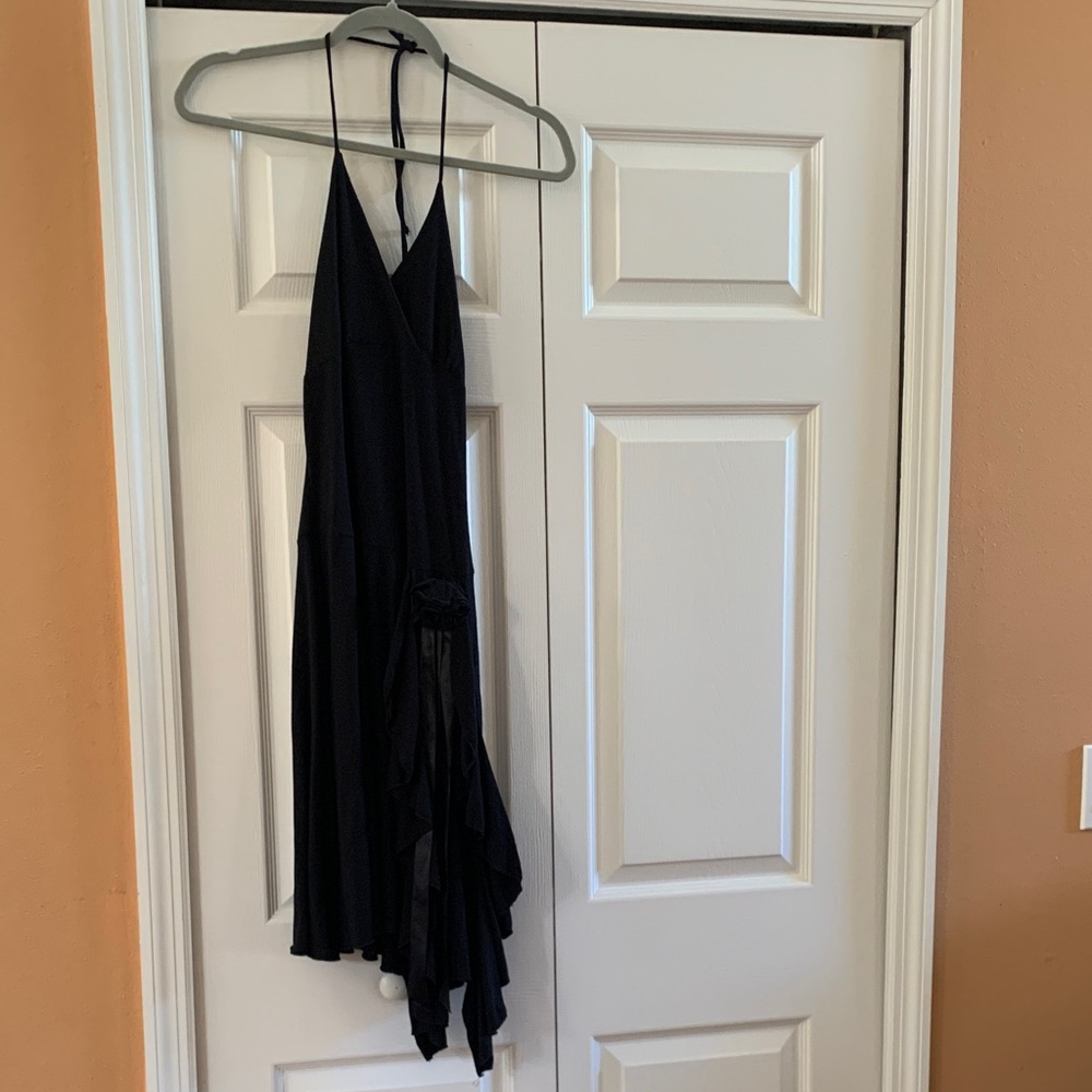 Shandy Black Asymmetrical Halter Dress